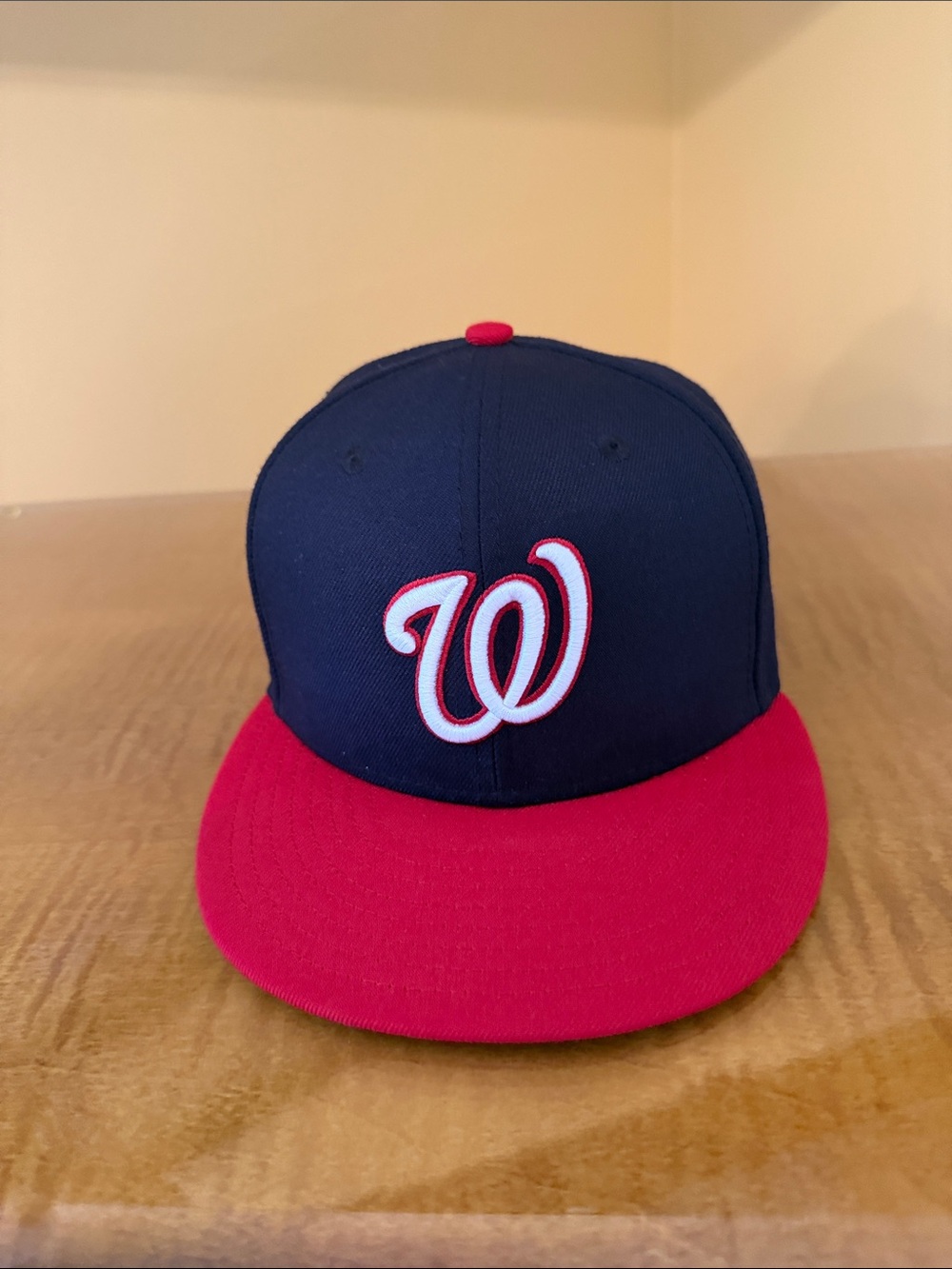 New Era Navy and Red Washington Nationals Baseball Cap. Fitted 7 1/4
